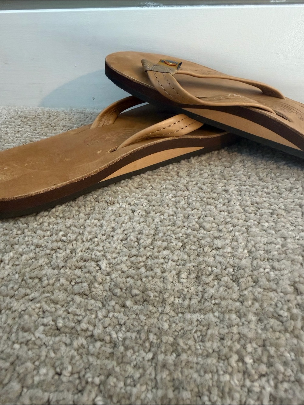Rainbow Sandals Men’s Leather Flip Flops Tan Brown 10.5” Length - Picture 7 of 7